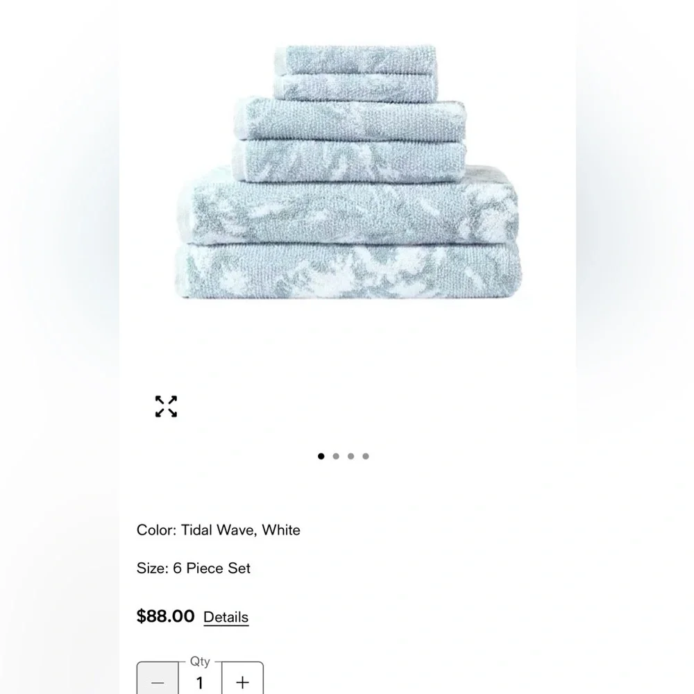 Tommy Bahama Bath Towels Cotton Towels 6-Piece Soft, Absorbent, Shadow Hibiscus